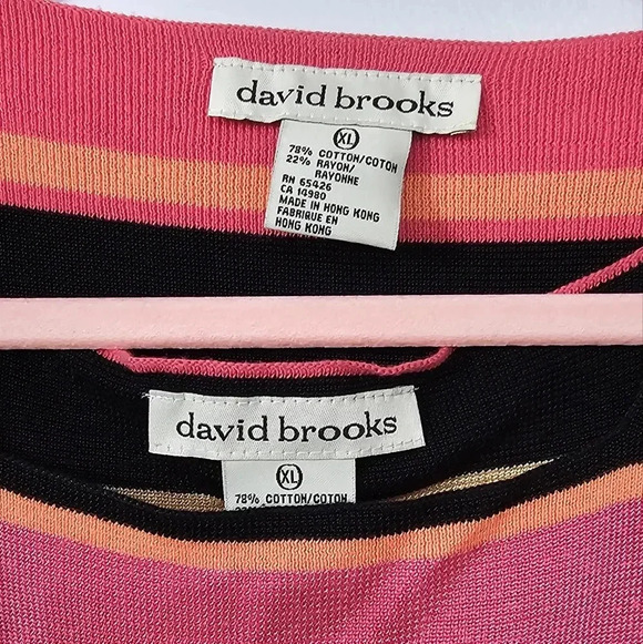 Vintage David Brooks Striped Cardigan - Pink, Black, Orange, Green, Cream - Picture 2 of 7